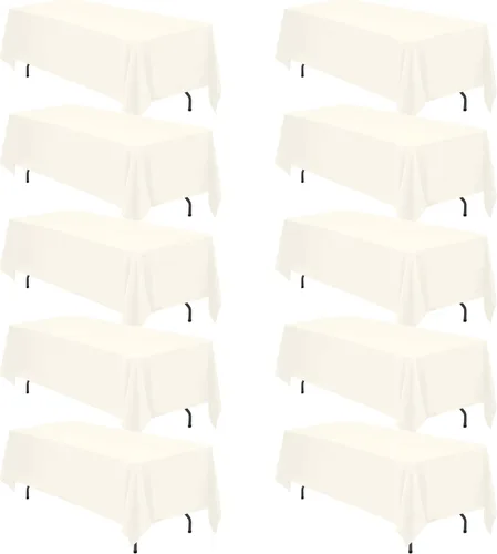 Vista 33 de BRILLMAX - Manteles para mesa rectangular de 6 pies, tela de lino de poliéster, lavable, para boda, recepción, banquete, fiesta de cumpleaños, 60 x