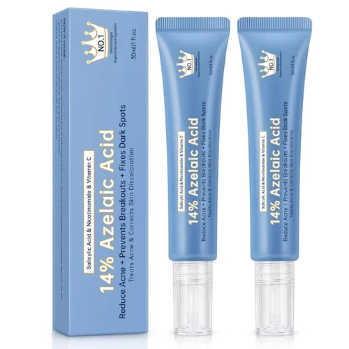 Vista 8 de Crema de ácido azelaico 14% para aliviar el enrojecimiento, manchas oscuras, suero facial con niacinamida y vitamina C previene brotes de acné