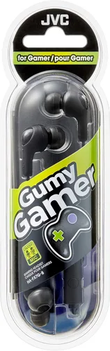 Vista 3 de JVC Gumy Gamer, auriculares intrauditivos con micrófono, control remoto e interruptor de silencio para juegos y chatear, sonido potente, ajuste