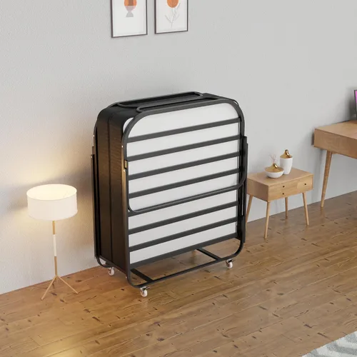 Vista 3 de Treaton, Cama plegable plegable de 16 pulgadas con colchones de espuma viscoelástica de 5 pulgadas, marco plegable de metal resistente, totalmente