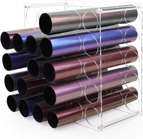 Vista 8 de Almacenamiento de rollos de vinilo de 20 agujeros para sala de manualidades, soporte de rollo de vinilo para hasta 20 rollos de vinilo