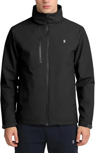 Vista 2 de Little Donkey Andy Chaqueta impermeable para hombre, ligera, cortavientos con capucha, impermeable, plegable, para senderismo al aire libre A1 Negro