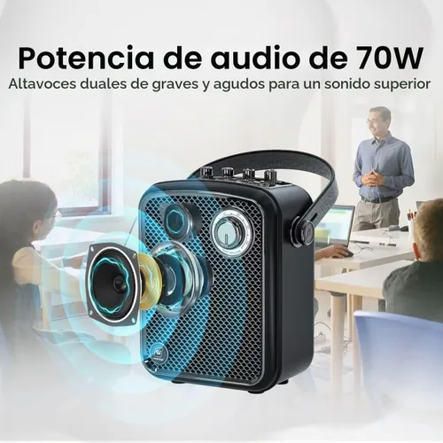 Vista 2 de Amplificador de voz de 70 W con 2 micrófonos de mano inalámbricos