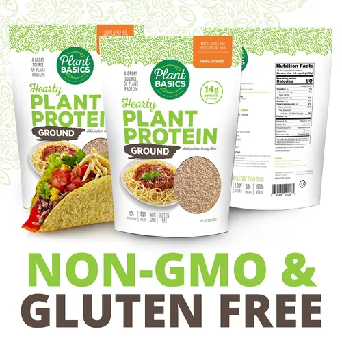 Vista 4 de Plant Basics - Proteína vegetal abundante, molida sin sabor, 1 libra, condimento a base de plantas, al igual que el pollo, 2 onzas, sin OMG, sin