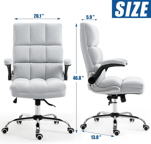 Vista 3 de ECOTOUGE Silla de oficina ejecutiva, silla de escritorio cómoda con respaldo alto, silla ergonómica de terciopelo para computadora con ángulo