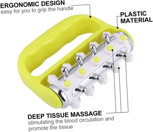 Vista 3 de Masajeador masajeador de cuerpo entero para pies Punto de disparo Rodillo de mano Abs Aleación de aluminio Amarillo