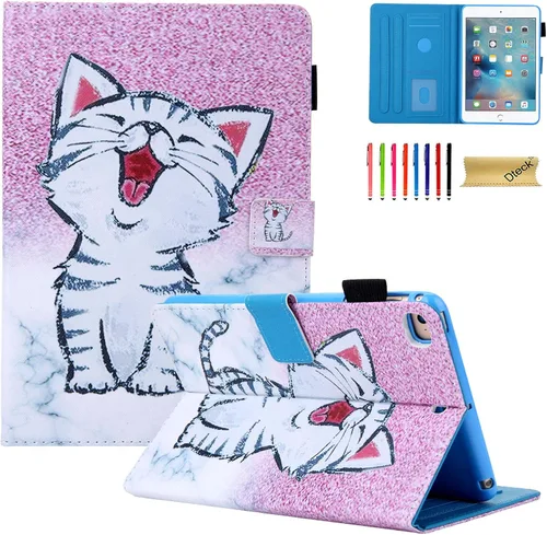 Vista 8 de Dteck Funda para iPad mini 5/4/3/2/1 - [Diseño de flores en relieve] Funda tipo folio clásica