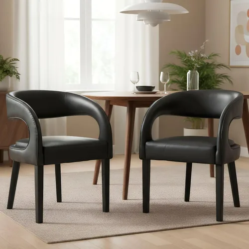 Vista 18 de ROCITY Juego de 2 sillas de comedor tapizadas con barril, tela de lino
