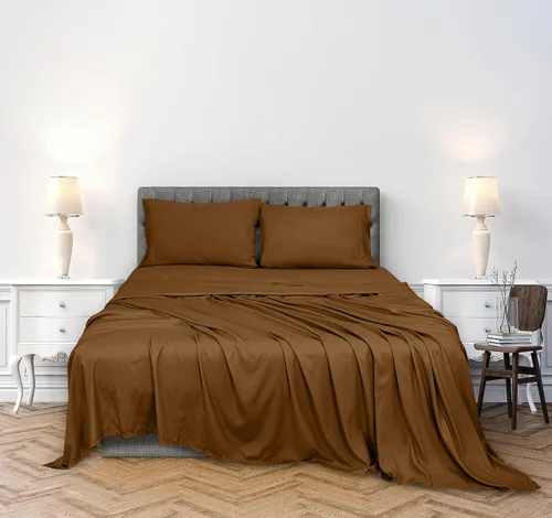 Vista 2 de ROYALE LINENS - Juego de sábanas de 300 hilos, 100 % algodón peinado de fibra larga, 3 piezas, sábana individual, sábana encimera y funda
