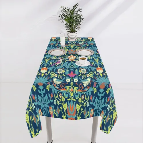 Vista 11 de Mantel Floral Retro de Pájaros, Diseño Original Bohemio William Morris Estampado Cubierta de Mesa para Hogar Picnic Fiesta Comedor Cocina William