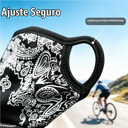 Vista 4 de Pasamontañas para esquí, forro para braga de cuello de casco de motocicleta, media máscara de secado rápido 01 Paisley-negro