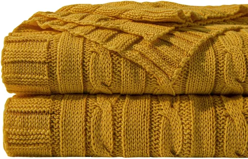 Vista 10 de NTBAY Manta de punto trenzado de 100 % algodón puro, súper suave y cálida de 51 x 67 pulgadas, para sofá, silla, cama, extra acogedora, lavable a