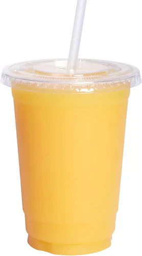 Vista 8 de GUSTO Vasos de plástico transparente con tapas planas [9 onzas – 100 unidades] – Tazas desechables para café helado con tapas – Vasos fríos