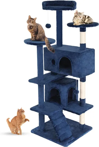 Vista 14 de FDW Torre de árbol para gatos de 54 pulgadas Ceniciento Centro de Ashy