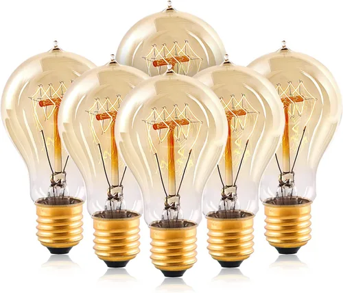 Vista 8 de HESSION Bombillas LED Edison A19 vintage, equivalente a 4 W, bombillas LED regulables de 40 W, 400 lúmenes, bombillas cálidas ámbar de 2300 K, base