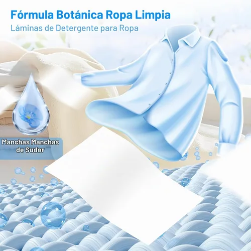 Vista 6 de Hojas de detergente para ropa – 200 cargas, tiras de lavado de aroma de lino fresco, compactas, ligeras, sin líquidos, ecológicas, hipoalergénicas