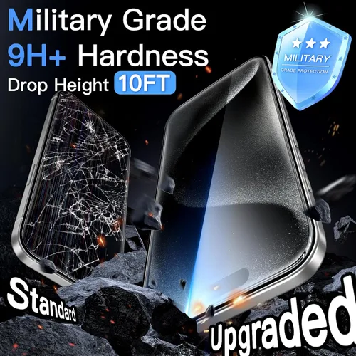 Vista 3 de JETech 9H+ - Protector de pantalla inastillable para iPhone 15 Pro de 6.1 pulgadas, película de vidrio templado de grado militar con herramienta