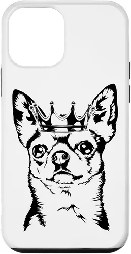 Vista 12 de Funda divertida para iPhone 14 con diseño de Chihuahua orgulloso con corona perro mamá perro
