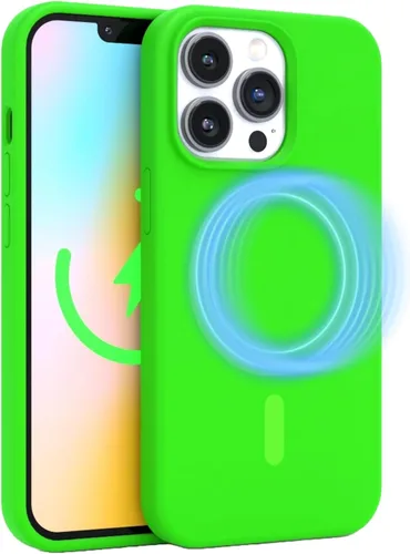 Vista 13 de FELONY CASE Funda de silicona verde neón para iPhone 12 Pro Max Silicona líquida con forro de microfibra antiarañazos, funda protectora a prueba
