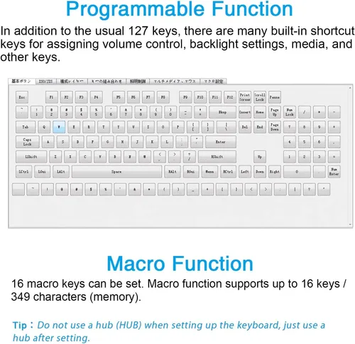Vista 6 de Koolertron Teclado mecánico para juegos con una sola mano, teclado programable, perilla giratoria de 45 teclas retroiluminadas azulesinterruptores