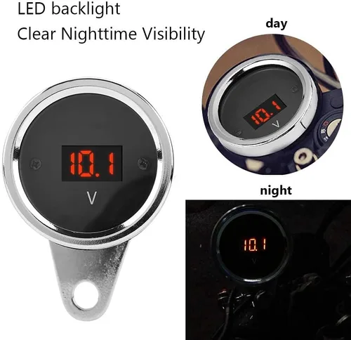 Vista 6 de Universal 2 en 1 impermeable LED digital voltímetro tacómetro medidor de metal odómetro velocímetro para motocicletas