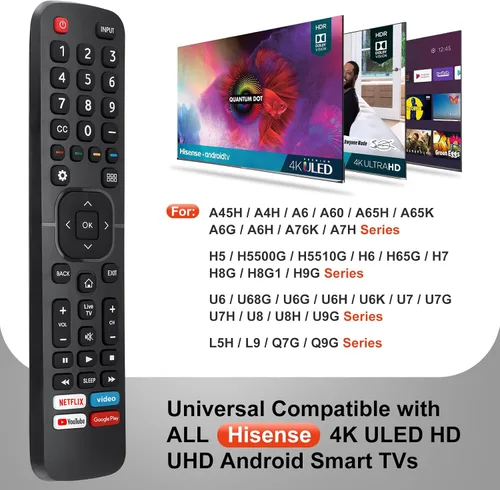 Vista 3 de Universal para reemplazo del control remoto de TV Hisense. Paquete de 2