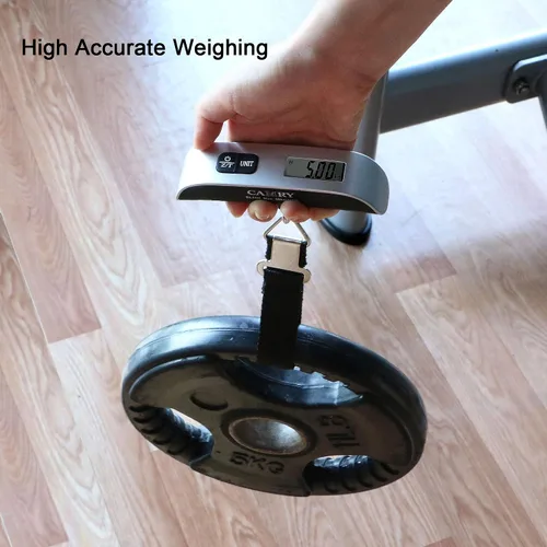 Vista 7 de Camry - Escala de equipaje de 110 libras con sensor de temperatura y función de tara para regalar para viajeros, color plateado, talla única