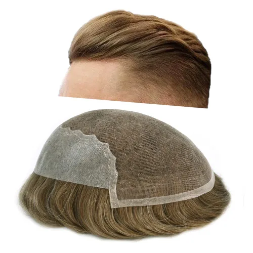Vista 16 de Mens Toupee Human Hair Replacement System Swiss Lace Toupee For Men Hair Piece Protesis Capilar Mens Hairpiece 5X7#1 Jet Black 120% Density