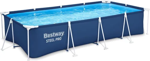 Vista 10 de Bestway Steel Pro - Piscina rectangular de 87 pulgadas x 59 pulgadas x 17 pulgadas con marco de metal sobre el suelo, para exteriores, color azul