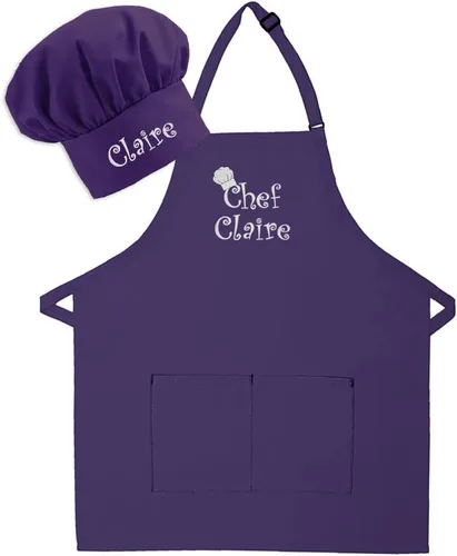 Vista 16 de Delantal y sombrero bordados personalizados para adultos, hechos en los Estados Unidos, para hombres, mujeres, día del padre, cocina, barbacoa
