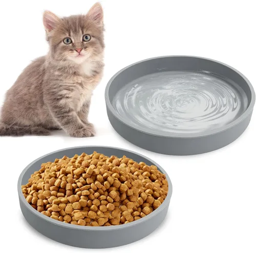 Vista 16 de Tazón de silicona poco profundo para perros, tazones de comida para gatos de 7 pulgadas, platos planos para cachorros, lindos platos para fatiga