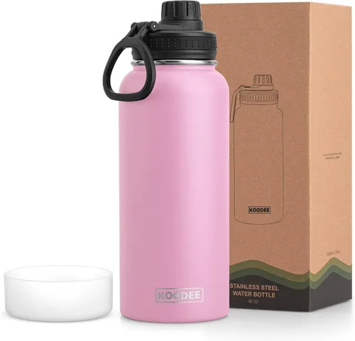 Vista 60 de koodee Botella de agua para niños, botella de agua de acero inoxidable de 12 onzas con aislamiento al vacío para la escuela, botella de agua de boca