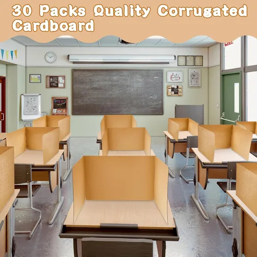 Vista 3 de Gueevin 1 divisor de escritorio para el aula para estudiantes, carpetas de privacidad de prueba para un mejor enfoque, tamaño total de 13 x 20 x 17