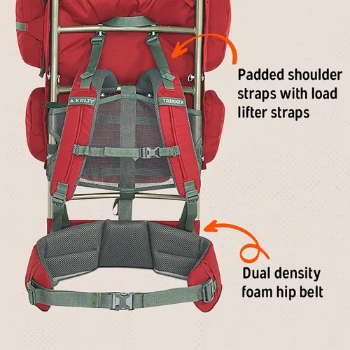 Vista 9 de Kelty Mochila Trekker 65, color rojo granate
