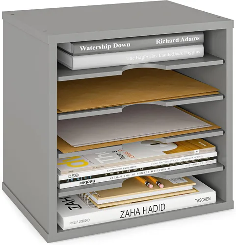 Vista 10 de Ballucci Organizador de archivos, clasificador de papel, estantes ajustables de 5 niveles, organizador de escritorio de oficina, 13 5/8 x 9 1/4 x 12
