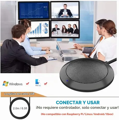 Vista 5 de Micrófono USB para conferencias, micrófono de escritorio