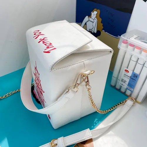 Vista 6 de QiMing Bolso bandolera con estampado de torre, bolso chino de poliuretano para llevar para mujer