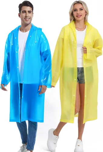Vista 113 de 2 abrigos de lluvia de Borogo para adultos, chaquetas de lluvia reutilizables para hombres y mujeres