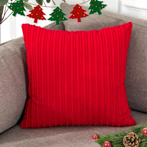 Vista 36 de UGASA - Fundas de almohada decorativas de terciopelo suave y sólidas de Navidad para sala de estar/sofá, 16 x 16 pulgadas, 2 unidades, color burdeos
