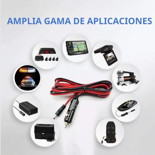 Vista 5 de 12/24V DC cargador de coche auto cable de alimentación 6.6FT/6.6 ft
