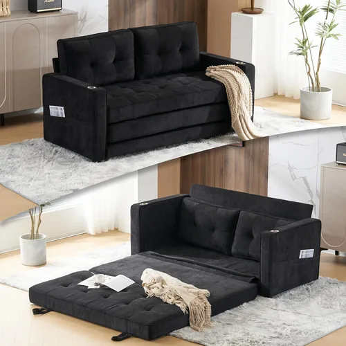 Vista 13 de VINGLI Sofá Cama Loveseat Mejorado, 53.5" An x 83" L Sofá Cama Convertible Sofá Cama Futón Sofás para Sala de Estar, Sofá Cama Plegable