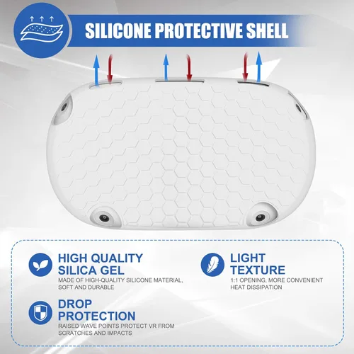 Vista 4 de MASiKEN Accesorios 6 en 1 para Oculus Quest 2 kits de repuesto de correa para la cabeza carcasa de realidad virtual cubierta de controladores
