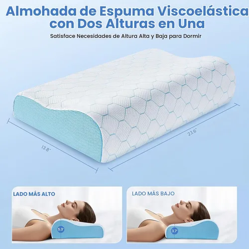 Vista 2 de A-Pce Almohada cervical para el cuello, almohada de espuma viscoelástica Azul