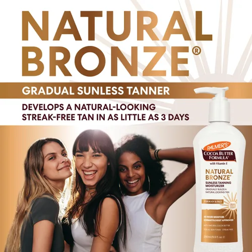 Vista 3 de Palmer's Loción corporal de bronce natural de fórmula de manteca de cacao, 8.5 onzas (paquete de 3)