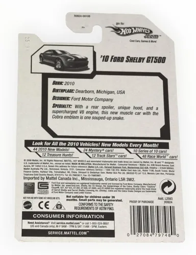 Vista 2 de Hot Wheels 2010 Nuevos Modelos 2010 Ford Shelby GT500 Mustang GT-500 Azul con Rayas Blancas