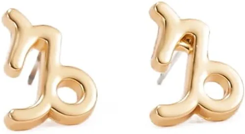 Vista 2 de Pendientes de tuerca chapados en oro de 18 quilates con tarjeta, horóscopo, zodíaco, cartulina de lágrima ligera y pequeña astrología, para mujeres