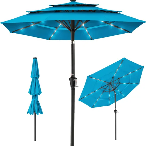 Vista 44 de Best Choice Products - Sombrilla solar de 10 pies de 3 niveles para patio, sombrilla de sol para exteriores, mercado, patio trasero, terraza, junto