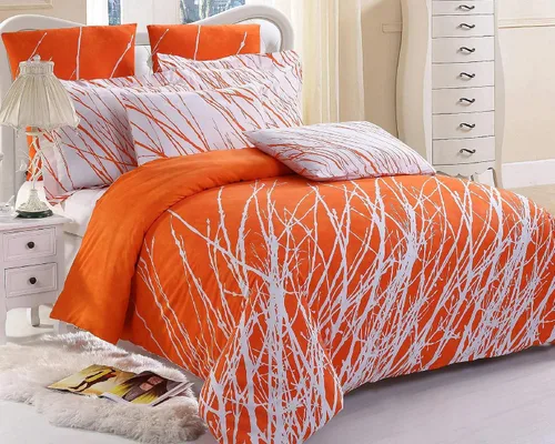 Vista 7 de Swanson Beddings - Juego de ropa de cama (100 % algodón), ramas de árbol Funda de edredón, fundas de almohada., Algodón, verde-blanco, gemelo