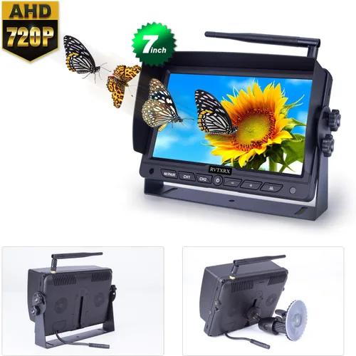 Vista 2 de Kit de cámara digital inalámbrica de respaldo, pantalla de 7 pulgadas y resolución HD 720P, cámara de visión trasera gran angular con visión
