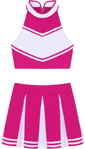 Vista 4 de iiniim Disfraz de líder de animadora para mujer, vestido elegante de animadora con minifalda plisada